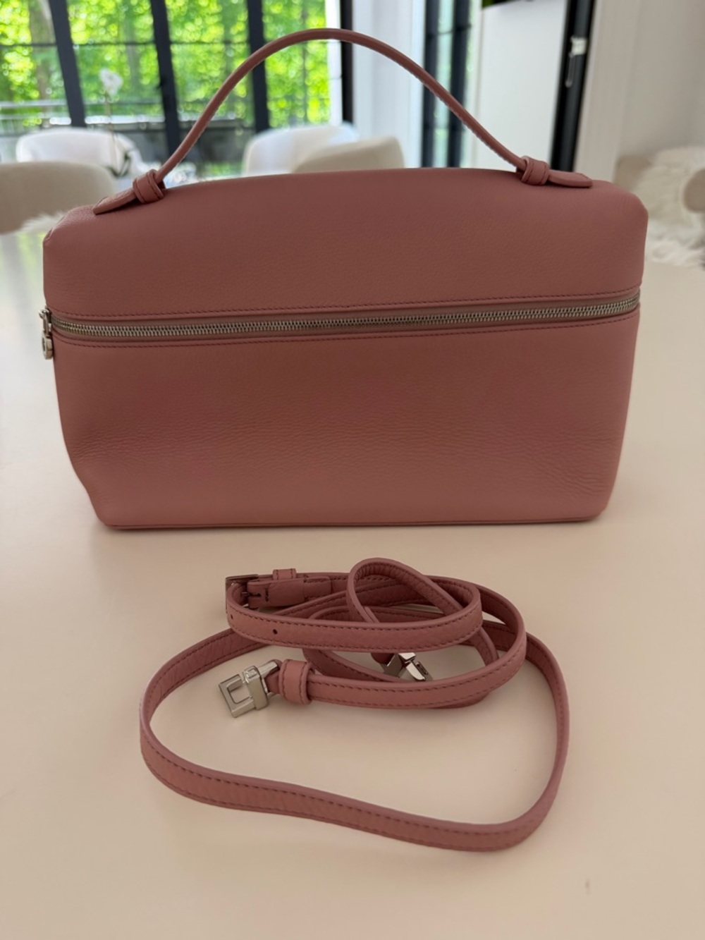 Loro Piana extra pocket l 27 (larger size rose Yellow Leather Top-Handle bag